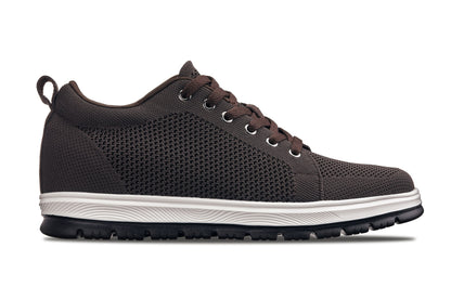 CALTO - X2325 - 2.4 Inches Taller (Dark Brown/White & Black Sole) - Lace Up Casual Sneaker - Lightweight Tallmenshoes.com