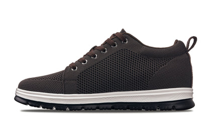 CALTO - X2325 - 2.4 Inches Taller (Dark Brown/White & Black Sole) - Lace Up Casual Sneaker - Lightweight Tallmenshoes.com