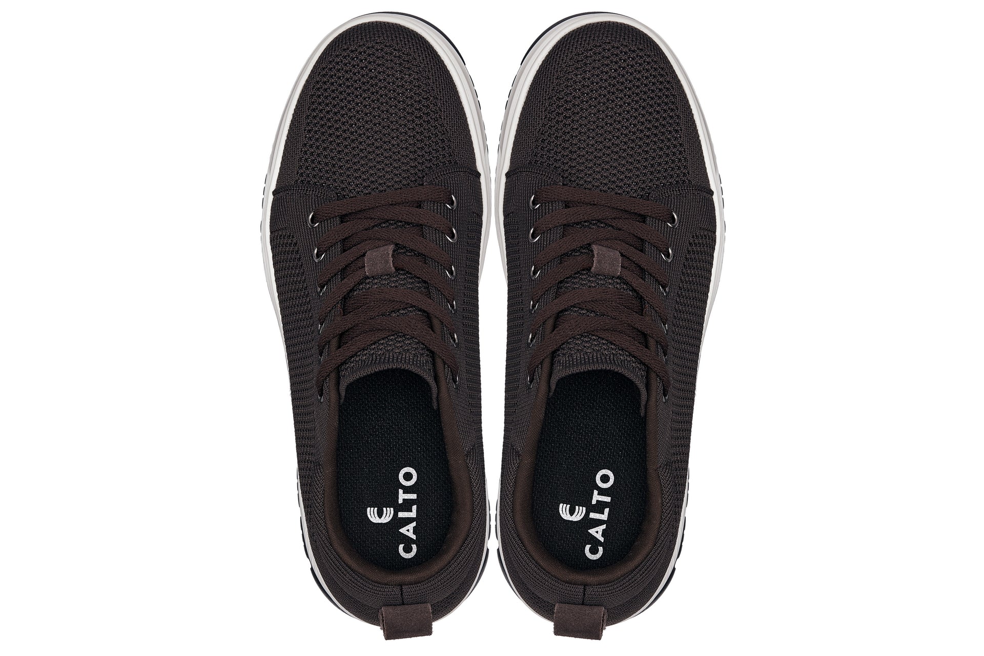 CALTO - X2325 - 2.4 Inches Taller (Dark Brown/White & Black Sole) - Lace Up Casual Sneaker - Lightweight Tallmenshoes.com