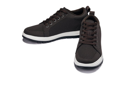 CALTO - X2325 - 2.4 Inches Taller (Dark Brown/White & Black Sole) - Lace Up Casual Sneaker - Lightweight Tallmenshoes.com