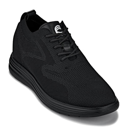 CALTO - X2631 - 2.8 Inches Taller (Black/Black Sole) - Lace Up Casual Walker - Lightweight Tallmenshoes.com