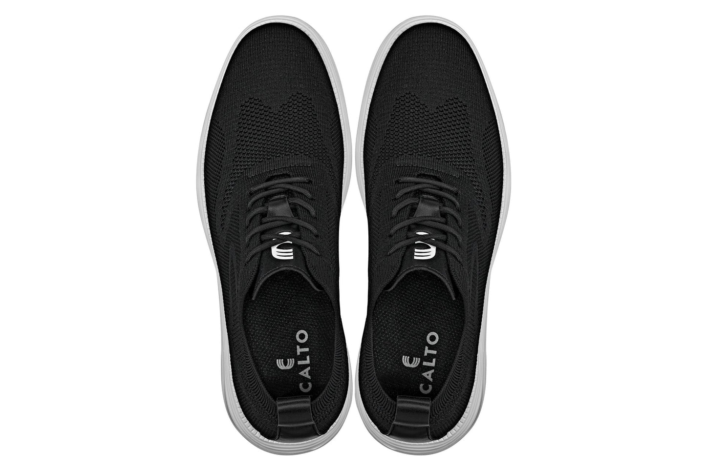 CALTO - X2632 - 2.8 Inches Taller (Black/White Sole) - Lace Up Casual Walker - Lightweight Tallmenshoes.com