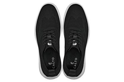 CALTO - X2632 - 2.8 Inches Taller (Black/White Sole) - Lace Up Casual Walker - Lightweight Tallmenshoes.com
