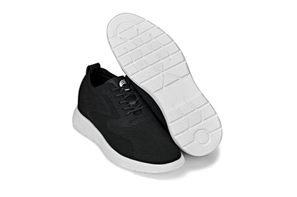 CALTO - X2632 - 2.8 Inches Taller (Black/White Sole) - Lace Up Casual Walker - Lightweight Tallmenshoes.com