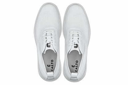 CALTO - X2633 - 2.8 Inches Taller (White) - Lace Up Casual Walker - Lightweight Tallmenshoes.com