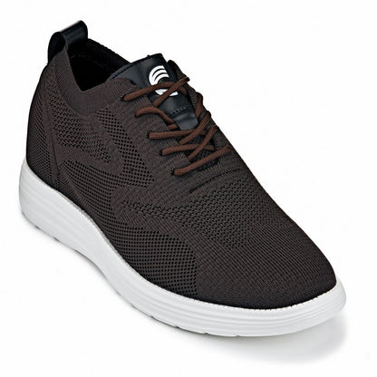 CALTO - X2635 - 2.8 Inches Taller (Coffee Brown) - Lace Up Casual Walker - Lightweight Tallmenshoes.com
