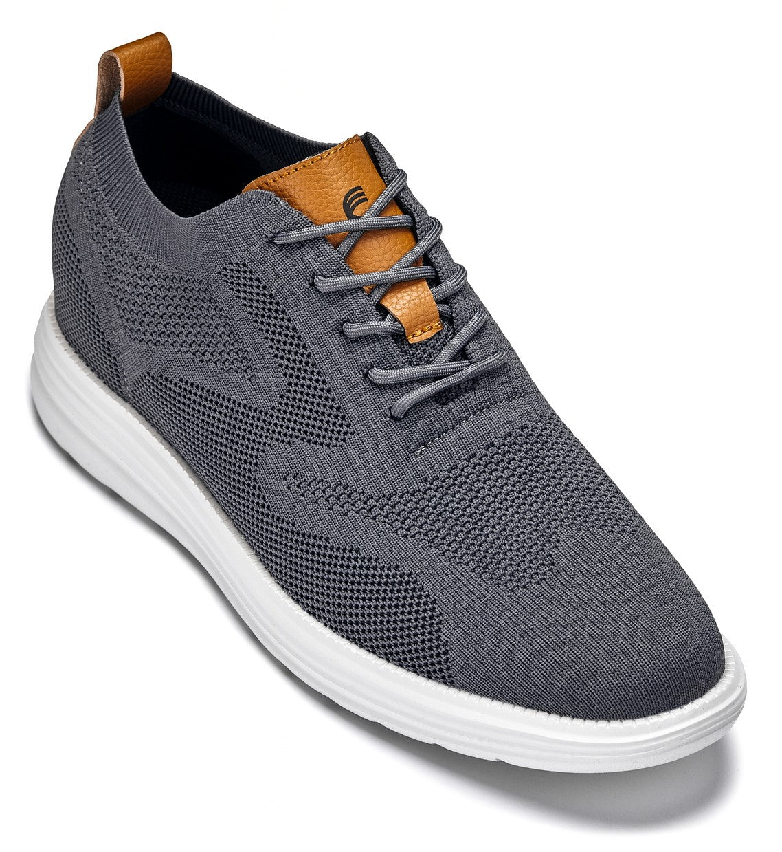 CALTO - X2636 - 2.8 Inches Taller (Iron Grey/Brown) - Lace Up Casual Walker - Lightweight Tallmenshoes.com