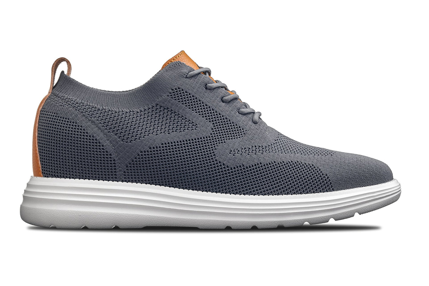 CALTO - X2636 - 2.8 Inches Taller (Iron Grey/Brown) - Lace Up Casual Walker - Lightweight Tallmenshoes.com