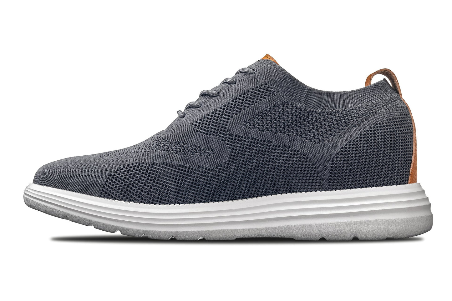CALTO - X2636 - 2.8 Inches Taller (Iron Grey/Brown) - Lace Up Casual Walker - Lightweight Tallmenshoes.com