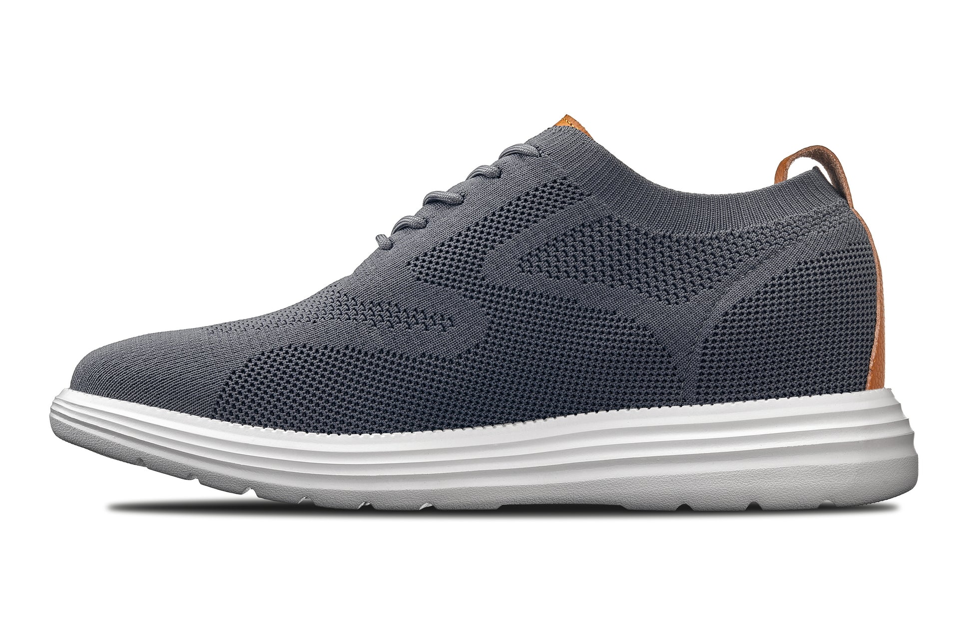 CALTO - X2636 - 2.8 Inches Taller (Iron Grey/Brown) - Lace Up Casual Walker - Lightweight Tallmenshoes.com