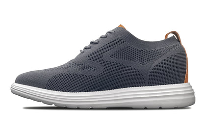 CALTO - X2636 - 2.8 Inches Taller (Iron Grey/Brown) - Lace Up Casual Walker - Lightweight Tallmenshoes.com