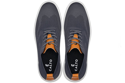CALTO - X2636 - 2.8 Inches Taller (Iron Grey/Brown) - Lace Up Casual Walker - Lightweight Tallmenshoes.com