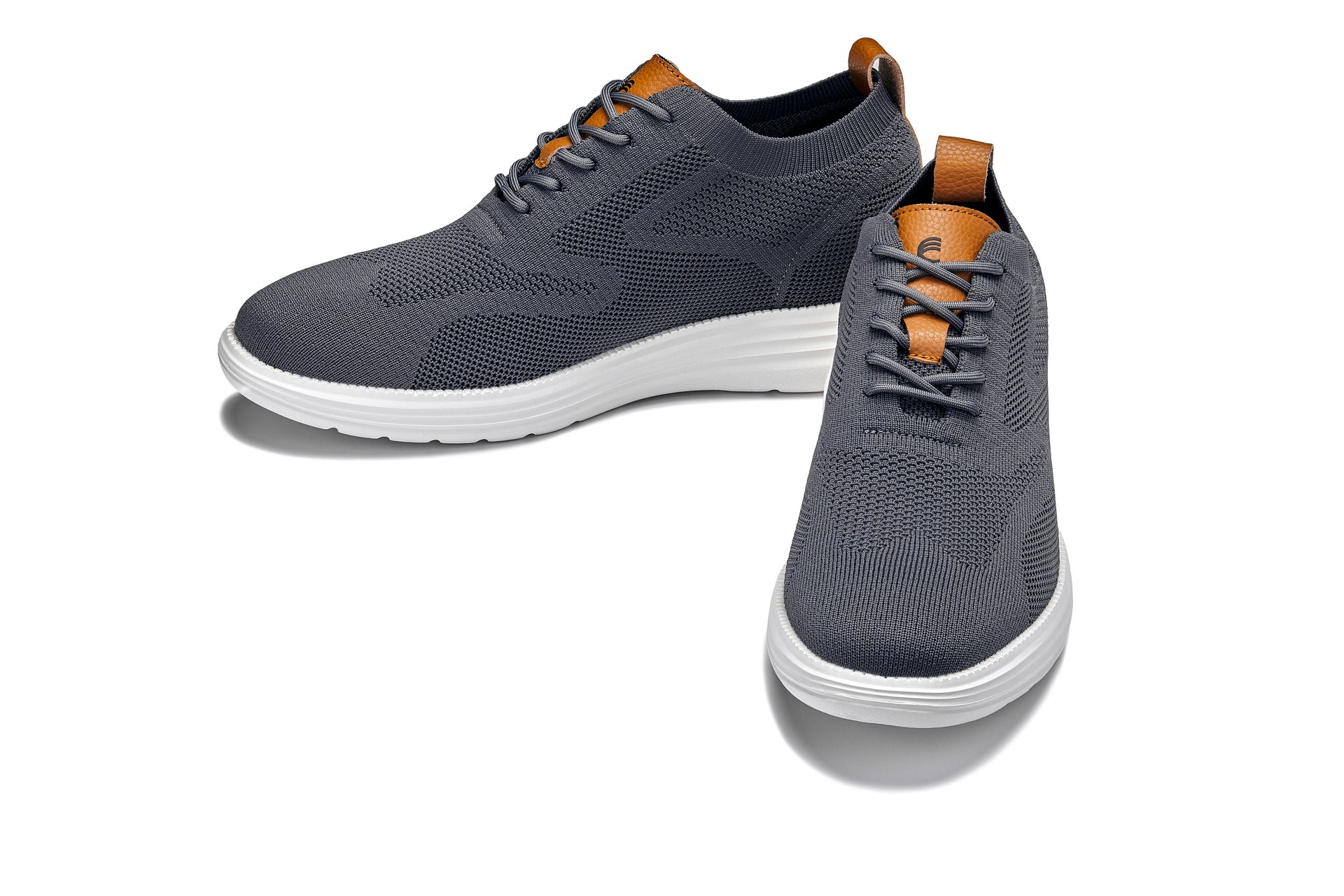 CALTO - X2636 - 2.8 Inches Taller (Iron Grey/Brown) - Lace Up Casual Walker - Lightweight Tallmenshoes.com