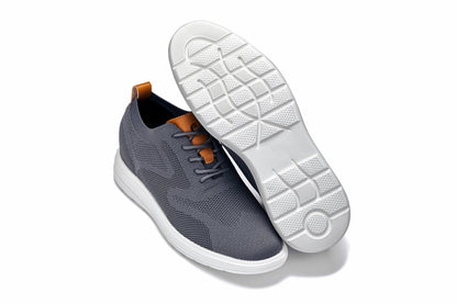 CALTO - X2636 - 2.8 Inches Taller (Iron Grey/Brown) - Lace Up Casual Walker - Lightweight Tallmenshoes.com