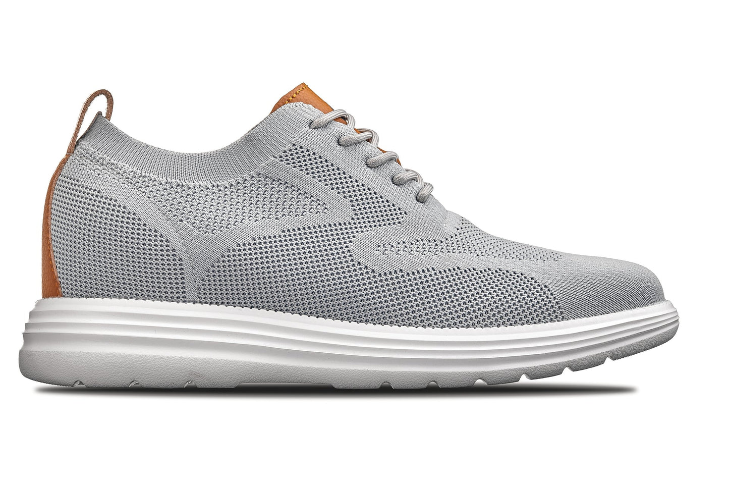CALTO - X2637 - 2.8 Inches Taller (Pewter Grey/Brown) - Lace Up Casual Walker - Lightweight Tallmenshoes.com