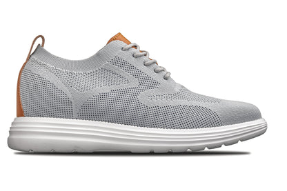 CALTO - X2637 - 2.8 Inches Taller (Pewter Grey/Brown) - Lace Up Casual Walker - Lightweight Tallmenshoes.com
