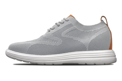 CALTO - X2637 - 2.8 Inches Taller (Pewter Grey/Brown) - Lace Up Casual Walker - Lightweight Tallmenshoes.com