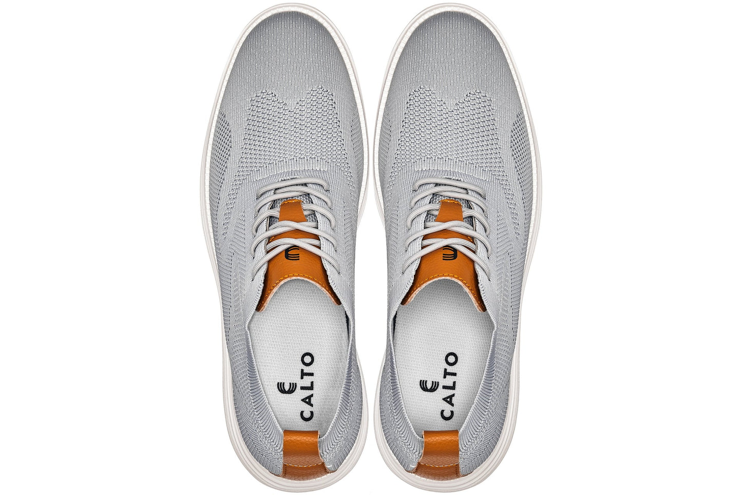 CALTO - X2637 - 2.8 Inches Taller (Pewter Grey/Brown) - Lace Up Casual Walker - Lightweight Tallmenshoes.com