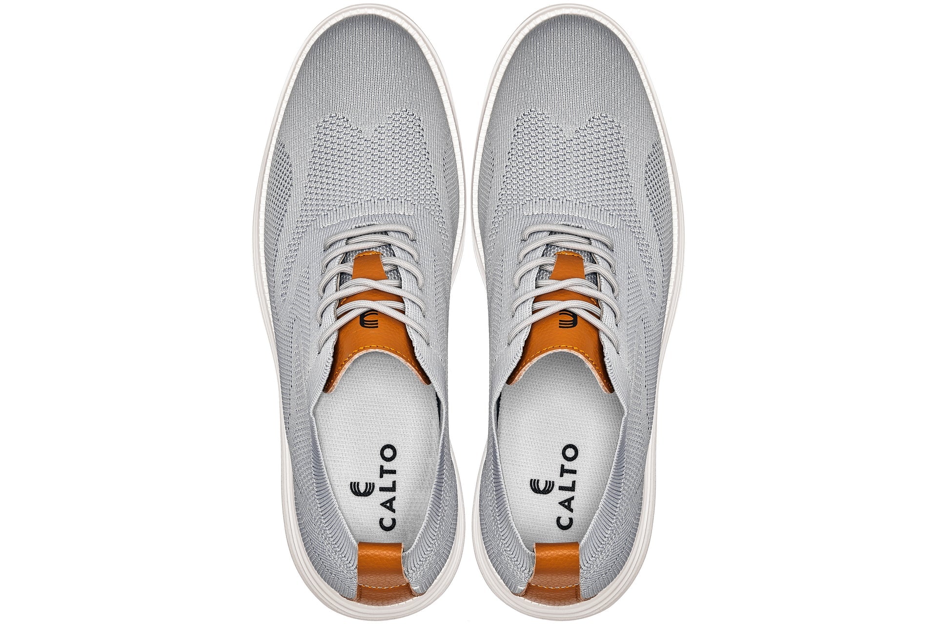 CALTO - X2637 - 2.8 Inches Taller (Pewter Grey/Brown) - Lace Up Casual Walker - Lightweight Tallmenshoes.com
