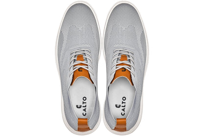 CALTO - X2637 - 2.8 Inches Taller (Pewter Grey/Brown) - Lace Up Casual Walker - Lightweight Tallmenshoes.com