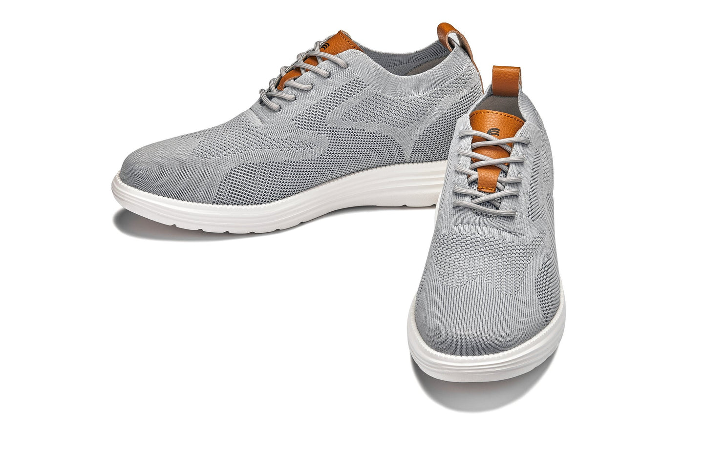 CALTO - X2637 - 2.8 Inches Taller (Pewter Grey/Brown) - Lace Up Casual Walker - Lightweight Tallmenshoes.com