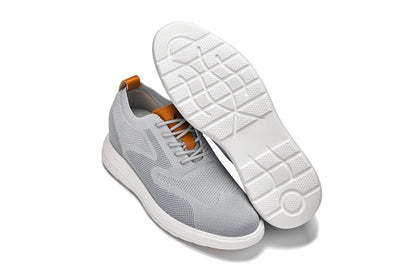CALTO - X2637 - 2.8 Inches Taller (Pewter Grey/Brown) - Lace Up Casual Walker - Lightweight Tallmenshoes.com