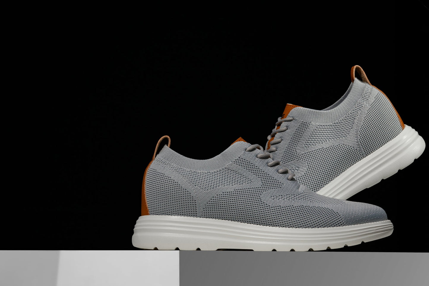 CALTO - X2637 - 2.8 Inches Taller (Pewter Grey/Brown) - Lace Up Casual Walker - Lightweight Tallmenshoes.com