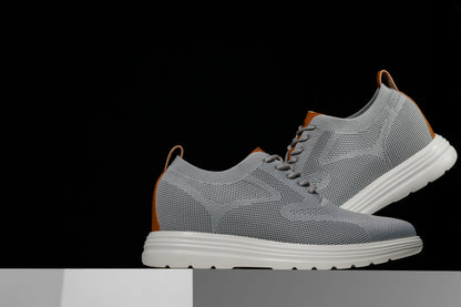 CALTO - X2637 - 2.8 Inches Taller (Pewter Grey/Brown) - Lace Up Casual Walker - Lightweight Tallmenshoes.com