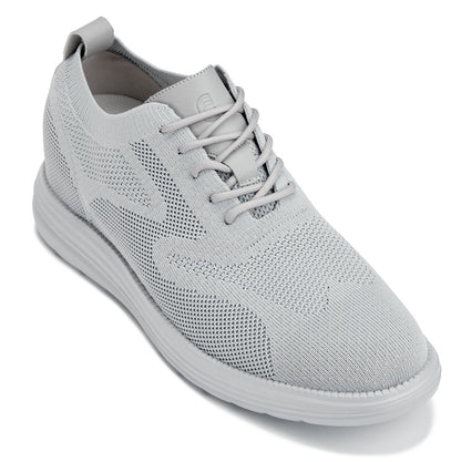 CALTO - X2640 - 2.8 Inches Taller (Pewter/Light Grey Sole) - Lace Up Casual Walker - Lightweight Tallmenshoes.com