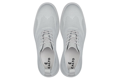 CALTO - X2640 - 2.8 Inches Taller (Pewter/Light Grey Sole) - Lace Up Casual Walker - Lightweight Tallmenshoes.com