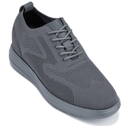 CALTO - X2641 - 2.8 Inches Taller (Iron/Dark Grey Sole) - Lace Up Casual Walker - Lightweight Tallmenshoes.com