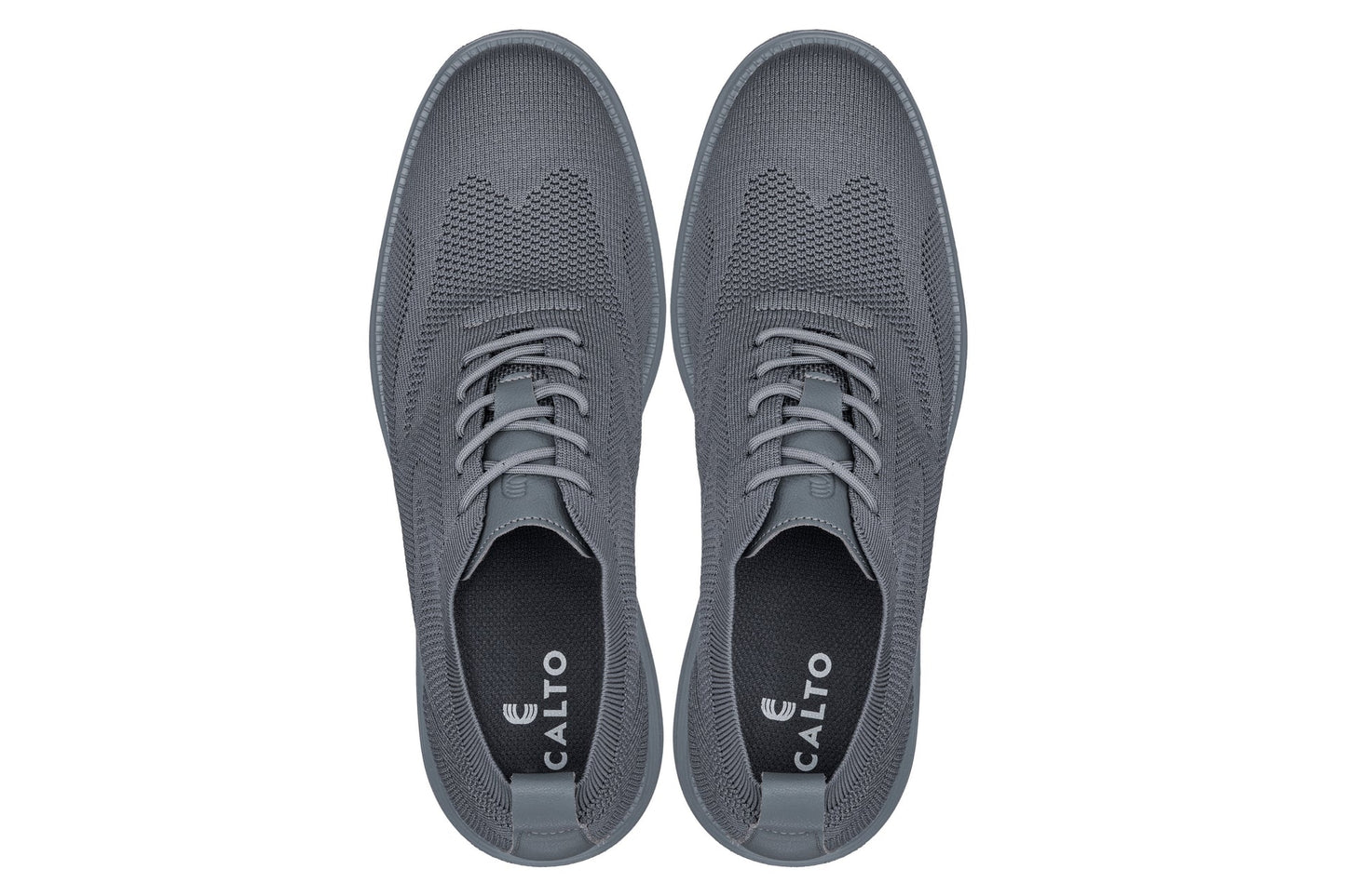 CALTO - X2641 - 2.8 Inches Taller (Iron/Dark Grey Sole) - Lace Up Casual Walker - Lightweight Tallmenshoes.com