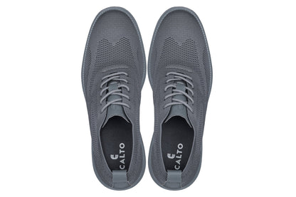 CALTO - X2641 - 2.8 Inches Taller (Iron/Dark Grey Sole) - Lace Up Casual Walker - Lightweight Tallmenshoes.com