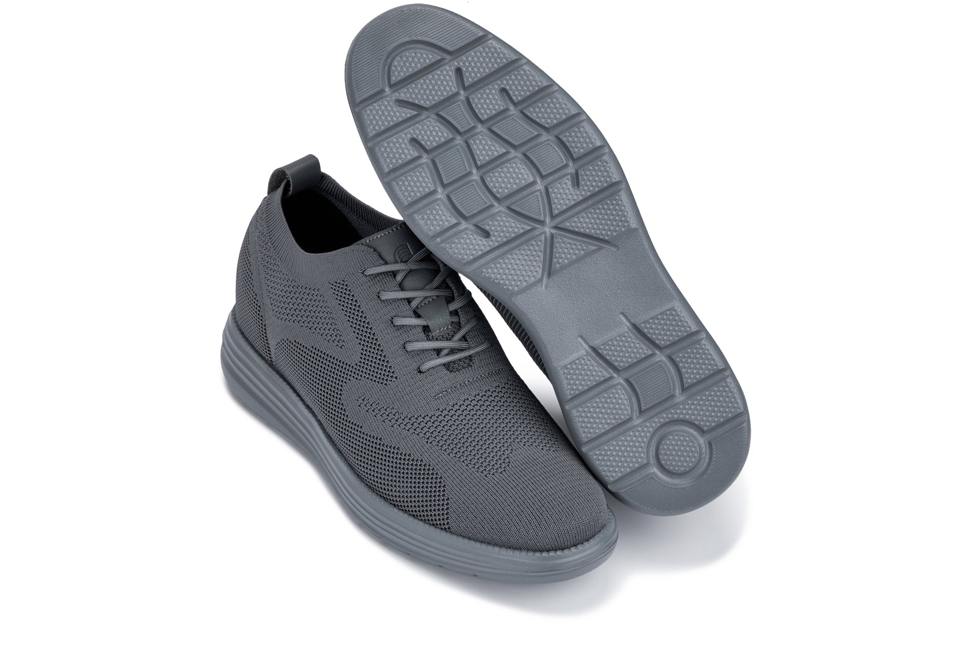 CALTO - X2641 - 2.8 Inches Taller (Iron/Dark Grey Sole) - Lace Up Casual Walker - Lightweight Tallmenshoes.com