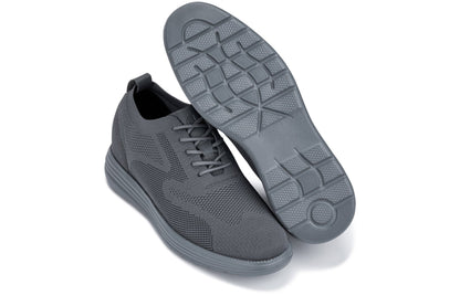 CALTO - X2641 - 2.8 Inches Taller (Iron/Dark Grey Sole) - Lace Up Casual Walker - Lightweight Tallmenshoes.com