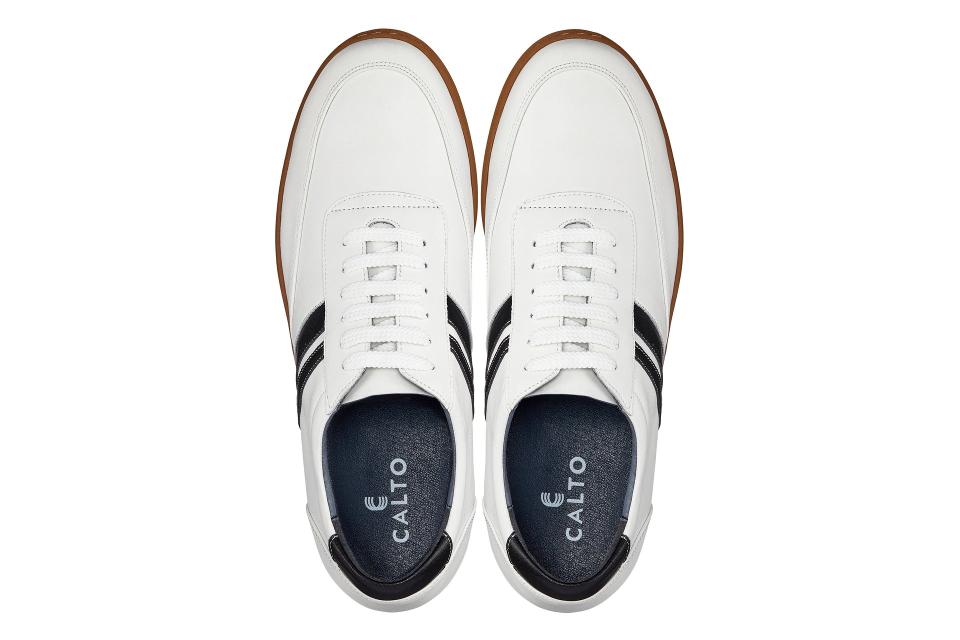CALTO White Leather Sneakers - 2.8 inches - Y2821 Tallmenshoes.com