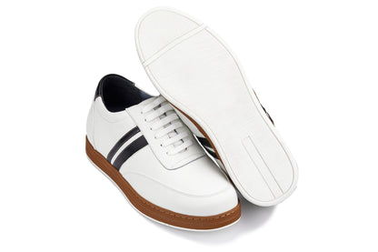CALTO White Leather Sneakers - 2.8 inches - Y2821 Tallmenshoes.com