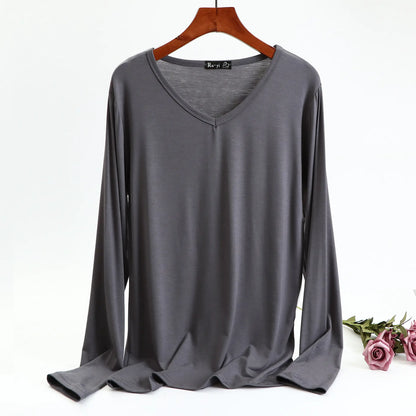 Plus Size Korean V-neck Long Sleeve Casual Top