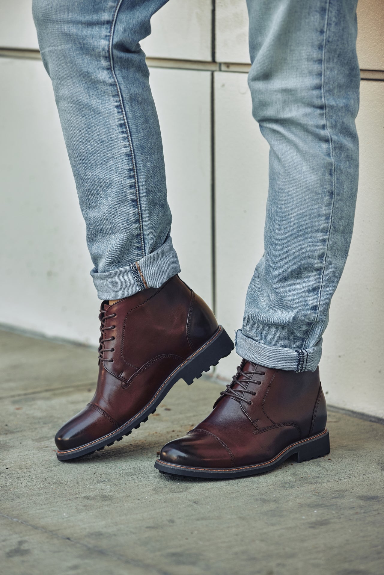 CALTO 3.2-Inch Taller Dark Brown Leather Boots Y41081 Tallmenshoes.com