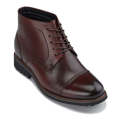 CALTO 3.2-Inch Taller Dark Brown Leather Boots Y41081 Tallmenshoes.com