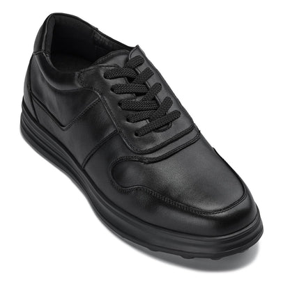 CALTO - Y7080 - 2.8 Inches Taller (Black) - Lightweight Nappa Leather Sneakers Tallmenshoes.com