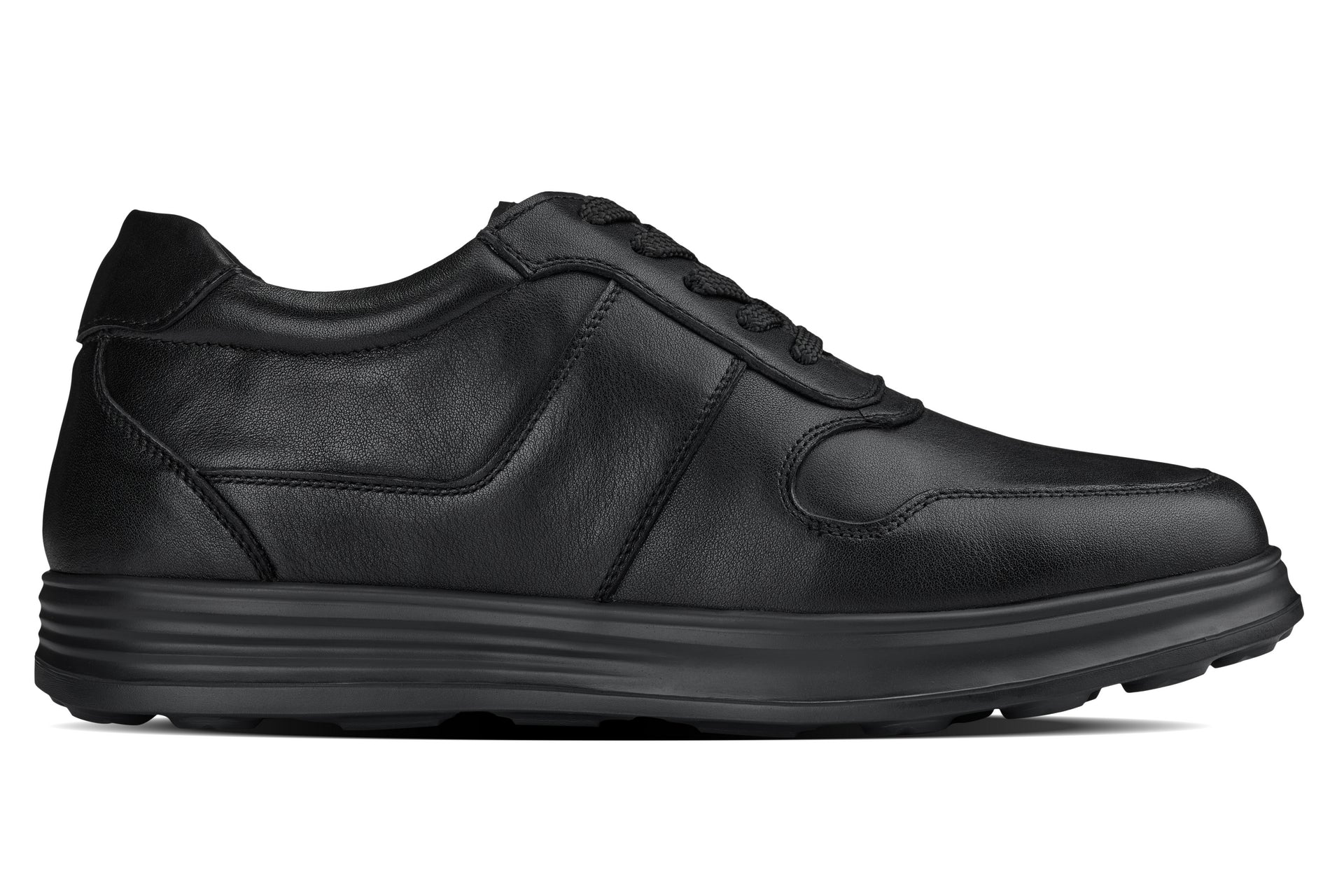 CALTO - Y7080 - 2.8 Inches Taller (Black) - Lightweight Nappa Leather Sneakers Tallmenshoes.com