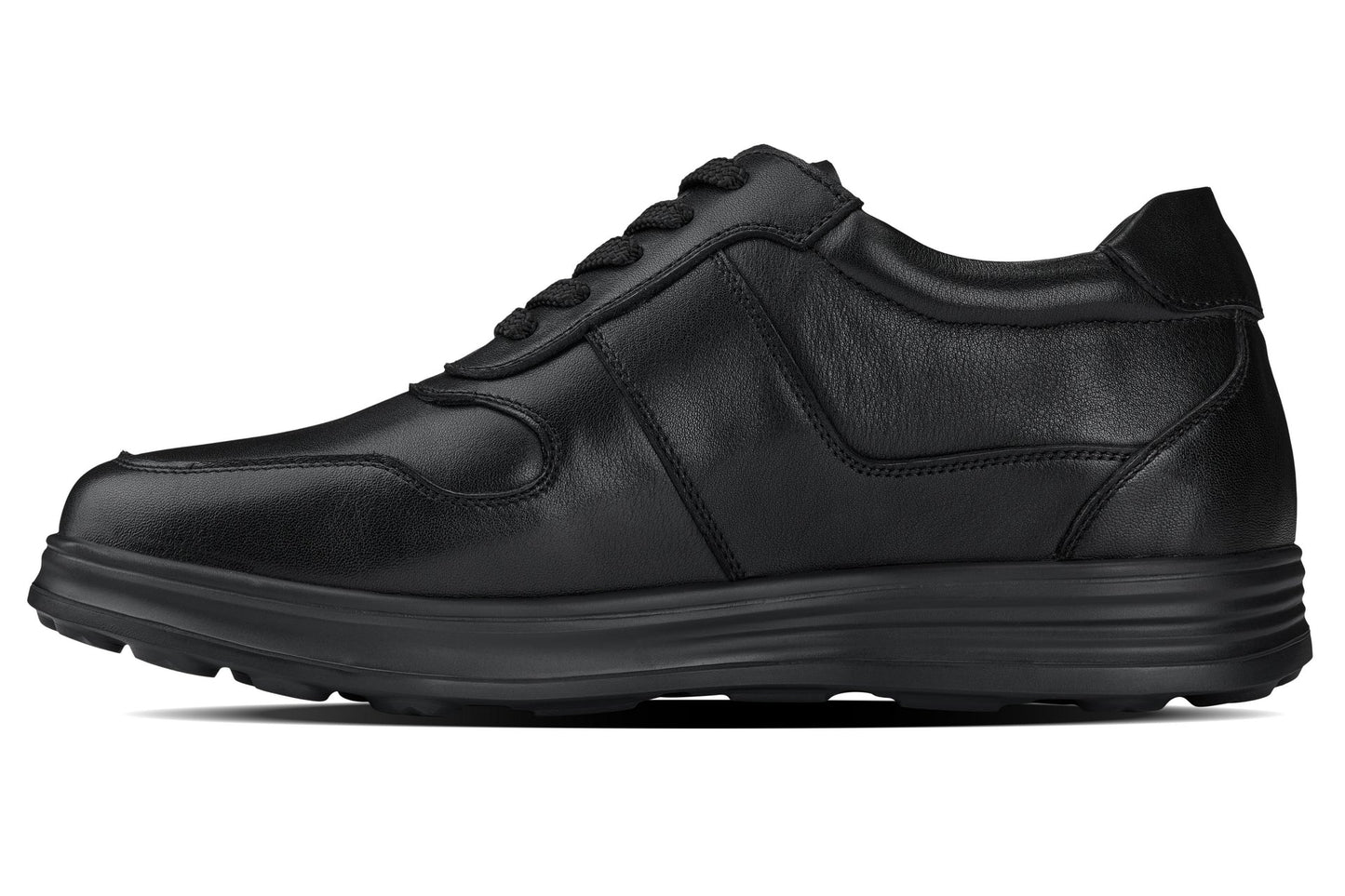 CALTO - Y7080 - 2.8 Inches Taller (Black) - Lightweight Nappa Leather Sneakers Tallmenshoes.com