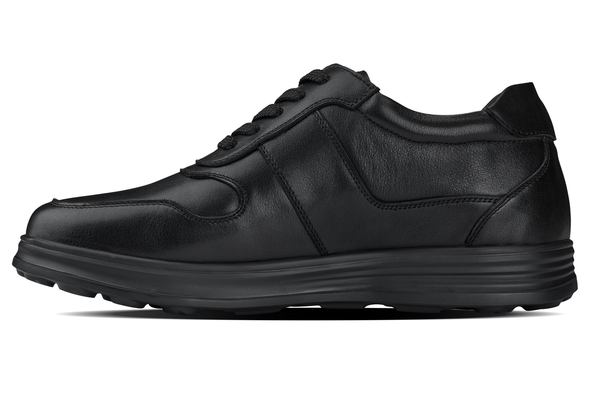 CALTO - Y7080 - 2.8 Inches Taller (Black) - Lightweight Nappa Leather Sneakers Tallmenshoes.com