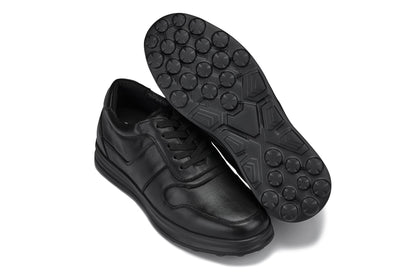 CALTO - Y7080 - 2.8 Inches Taller (Black) - Lightweight Nappa Leather Sneakers Tallmenshoes.com