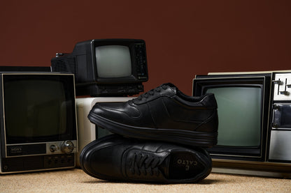 CALTO - Y7080 - 2.8 Inches Taller (Black) - Lightweight Nappa Leather Sneakers Tallmenshoes.com