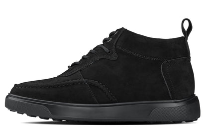 CALTO - Y7113 - 2.8 Inches Taller (Black) - Nubuck Suede Moc-Toe Sneak-Boots Tallmenshoes.com