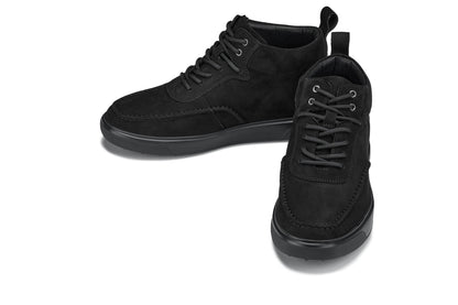CALTO - Y7113 - 2.8 Inches Taller (Black) - Nubuck Suede Moc-Toe Sneak-Boots Tallmenshoes.com