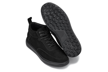 CALTO - Y7113 - 2.8 Inches Taller (Black) - Nubuck Suede Moc-Toe Sneak-Boots Tallmenshoes.com