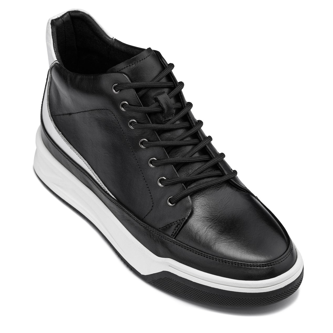 CALTO - Y7150 - 2.6 Inches Taller (Black) - Leather Ankle Top Sneak-Boot Tallmenshoes.com